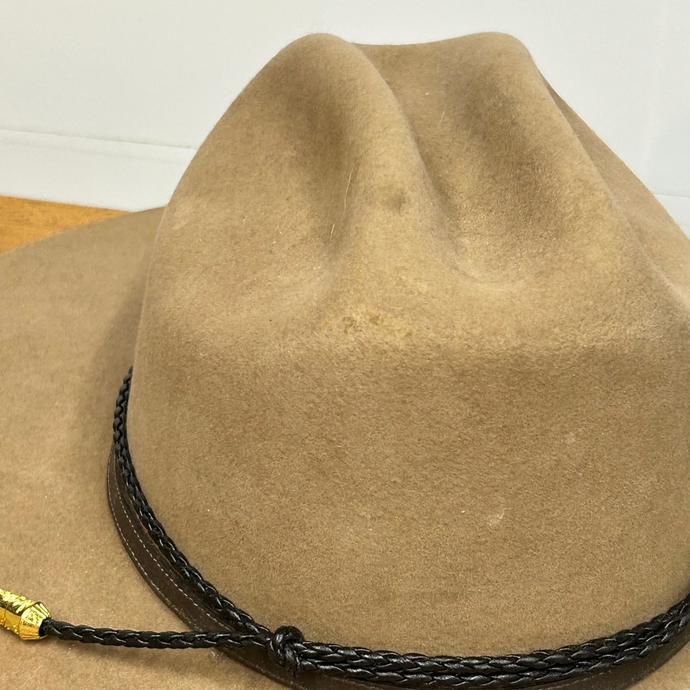 Justin Bent Rail 6X Tan Felt Cowboy Hat 7 1/4 Western Cattleman Crease J Concho - Picture 4 of 16
